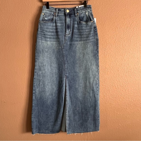 STS Blue Denim Kay Maxi Distressed Jean Skirt Size 27 NWT - Picture 1 of 11